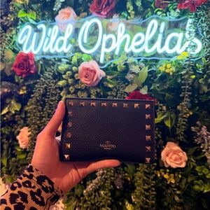 Valentino Black Wallet with Gold Studs